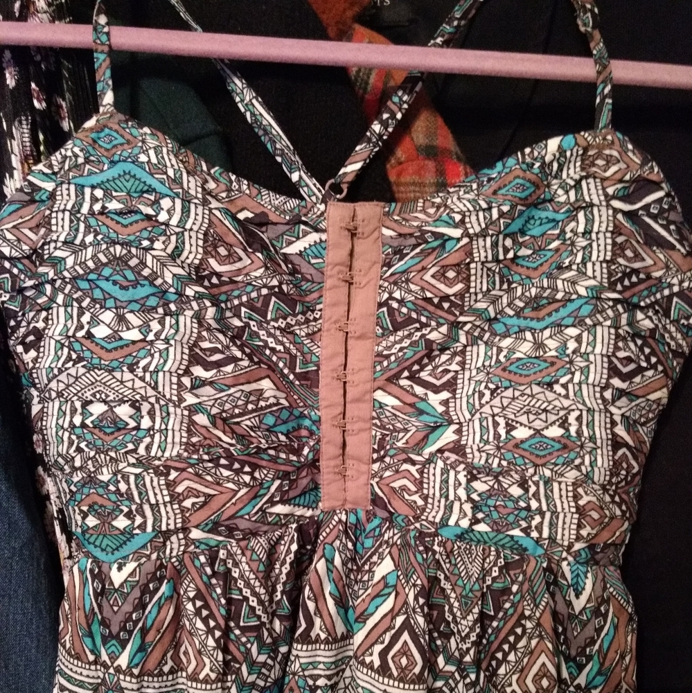 Billabong Brown & Blue Printed Strappy Dress XL - Picture 5 of 5